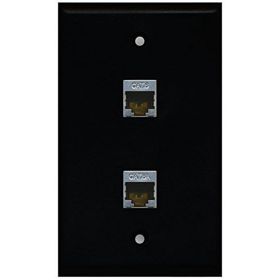 RiteAV - Black 1 Port Shielded Cat6 Ethernet 1 Port Cat6a Wall Plate