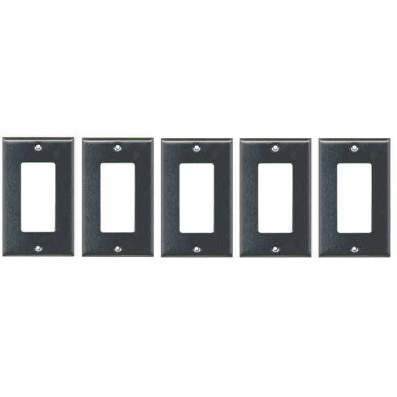 RiteAV Blank Wall Plate for Keystone Jacks - Stainless Steel 1 Gang Decorative (5 Pack)