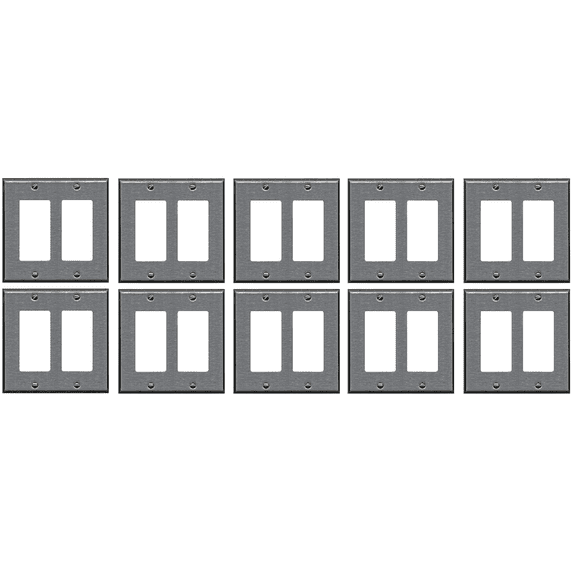 RiteAV Blank Wall Plate for Keystone Jacks - Stainless Steel 2 Gang Decorative (10 Pack)