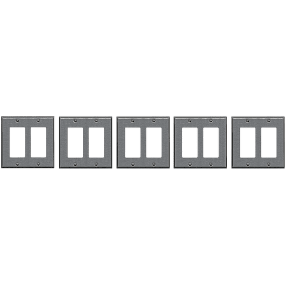 RiteAV Blank Wall Plate for Keystone Jacks - Stainless Steel 2 Gang Decorative (5 Pack)