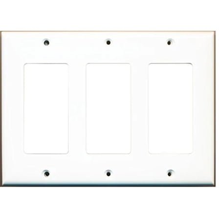 RiteAV Blank Wall Plate for Keystone Jacks - White 3 Gang Decorative