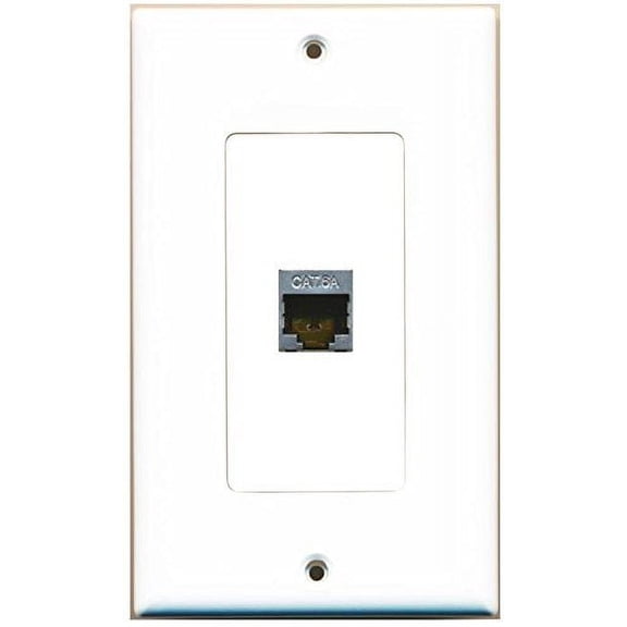RiteAV CAT 6A 1 Port Shielded Cat6a Wall Plate 1 Gang Decorative - White