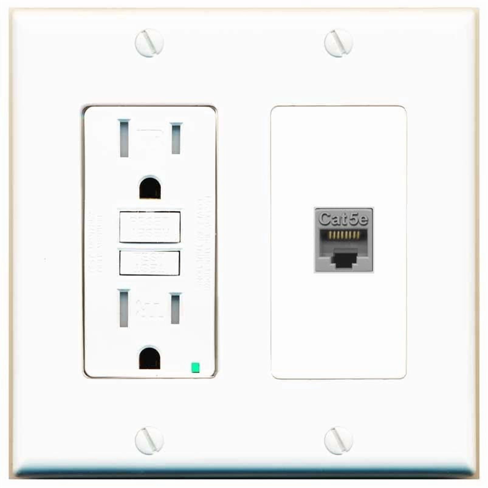 RiteAV CAT5E-GRAY Wall Plate with GFCI Power Outlet [White]