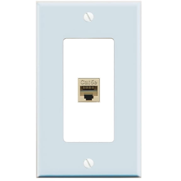RiteAV CAT5E-IVORY Wall Plate [Light Blue-White]