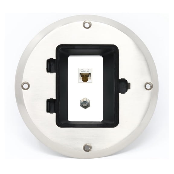 RiteAV CAT6 Coax Floor Box [Stainless Steel]