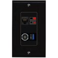 thumbnail image 1 of RiteAV CAT6 Speaker TOSLINK USB-3 Wall Plate Decorative [Black], 1 of 1