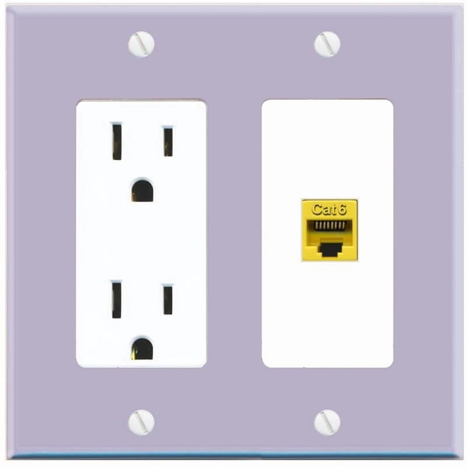 RiteAV CAT6-YELLOW Wall Plate with Power Outlet [Lavendar-White]