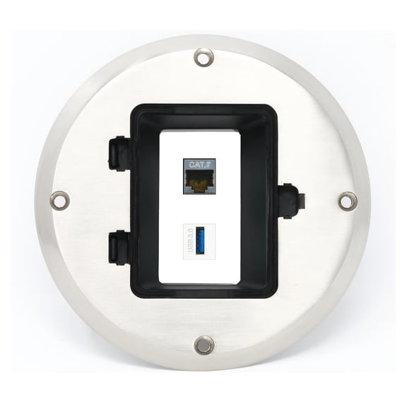 RiteAV CAT7 USB-3 Floor Box [Stainless Steel]