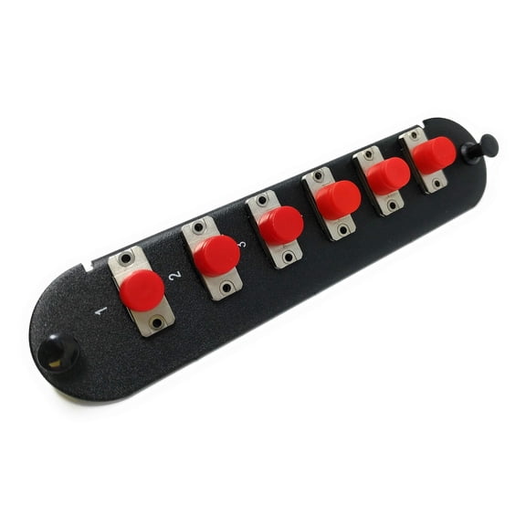 RiteAV - CCH FC/SC (6 Port Simplex w/6 Fiber Connectors) Adapter Panel (Non-LGX) Silver/Black (50/125) for Lime Green OM5 Multimode 100Gb