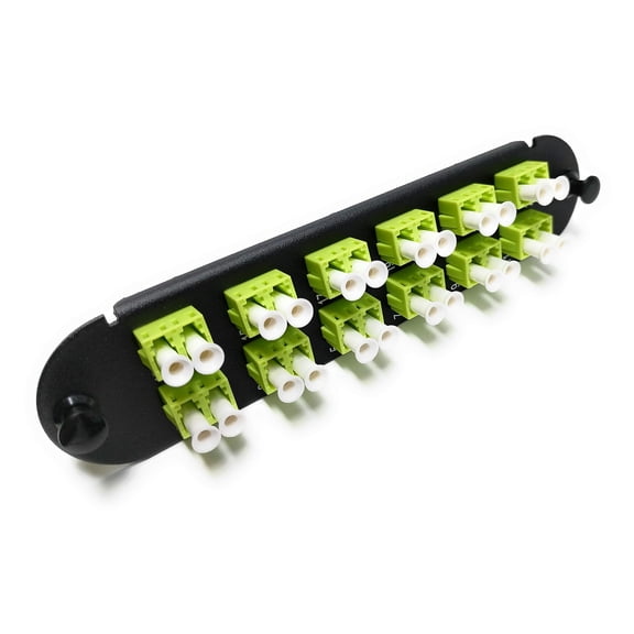 RiteAV - CCH LC/LC (12 Port Duplex w/24 Fiber Connectors) Adapter Panel (Non-LGX) Lime Green/Black (50/125) for Lime Green OM5 Multimode 100Gb