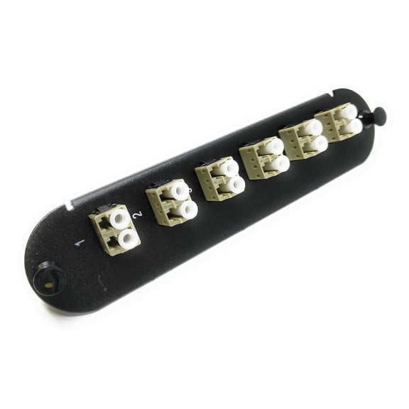 RiteAV - CCH LC/LC (6 Port Duplex w/12 Fiber Connectors) Adapter Panel (Non-LGX) Beige/Black (50/125) for Orange OM2 Multimode