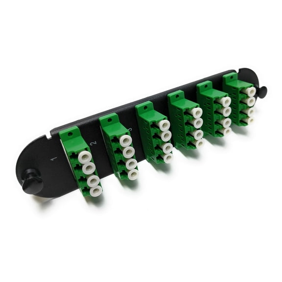 RiteAV - CCH LC/LC (6 Port Quad w/24 Fiber Connectors) Adapter Panel (Non-LGX) Green/Black (9/125) for Yellow OS2 Singlemode APC