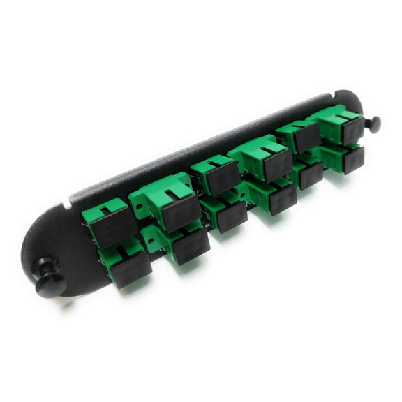 RiteAV - CCH SC/SC (12 Port Simplex w/12 Fiber Connectors) Adapter Panel (Non-LGX) Lime Green/Black (50/125) for Lime Green OM5 Multimode 100Gb