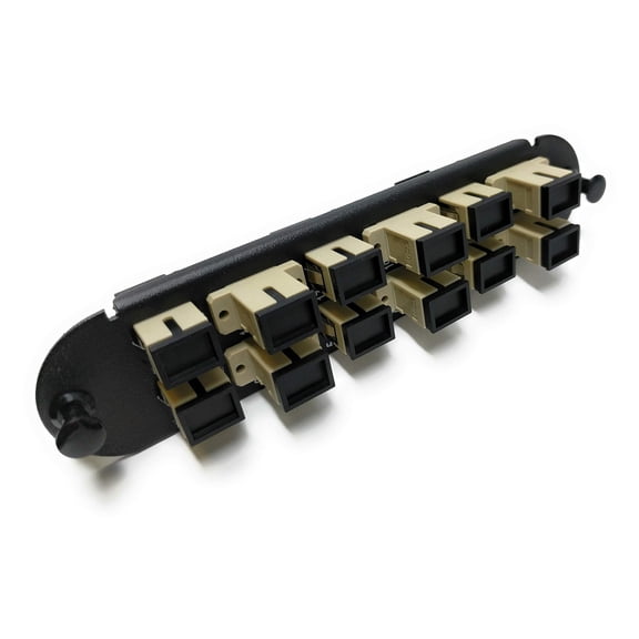 RiteAV - CCH SC/SC (12 Port Simplex w/12 Fiber Connectors) Adapter Panel (Non-LGX) Magenta/Black (50/125) for Magenta OM4 Multimode 40Gb