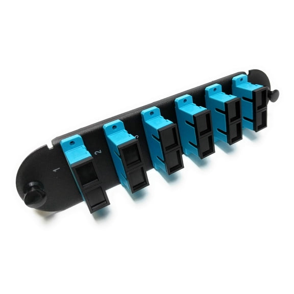 RiteAV - CCH SC/SC (6 Port Duplex w/12 Fiber Connectors) Adapter Panel (Non-LGX) Aqua/Black (50/125) for Aqua OM4 Multimode 40Gb