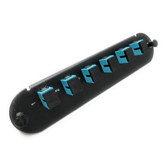 RiteAV - CCH SC/SC (6 Port Simplex w/6 Fiber Connectors) Adapter Panel (Non-LGX) Aqua/Black (50/125) for Aqua OM4 Multimode 40Gb