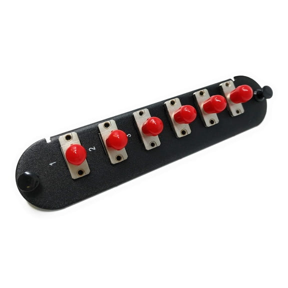 RiteAV - CCH ST/SC (6 Port Simplex w/6 Fiber Connectors) Adapter Panel (Non-LGX) Silver/Black (50/125) for Lime Green OM5 Multimode 100Gb