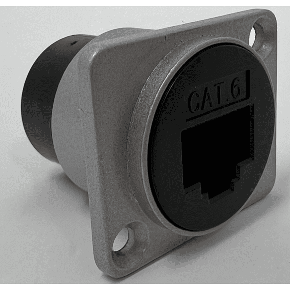 RiteAV Cat 6 D-Series Heavy Duty Chassis Panel Mount Connector Pass Through Solderless Bulkhead Coupler, Silver Metal Housing