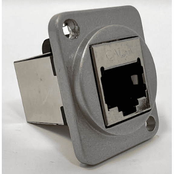 RiteAV Cat 6A D-Series Heavy Duty Chassis Panel Mount Connector Pass Through Solderless Bulkhead Coupler, Silver Metal Housing