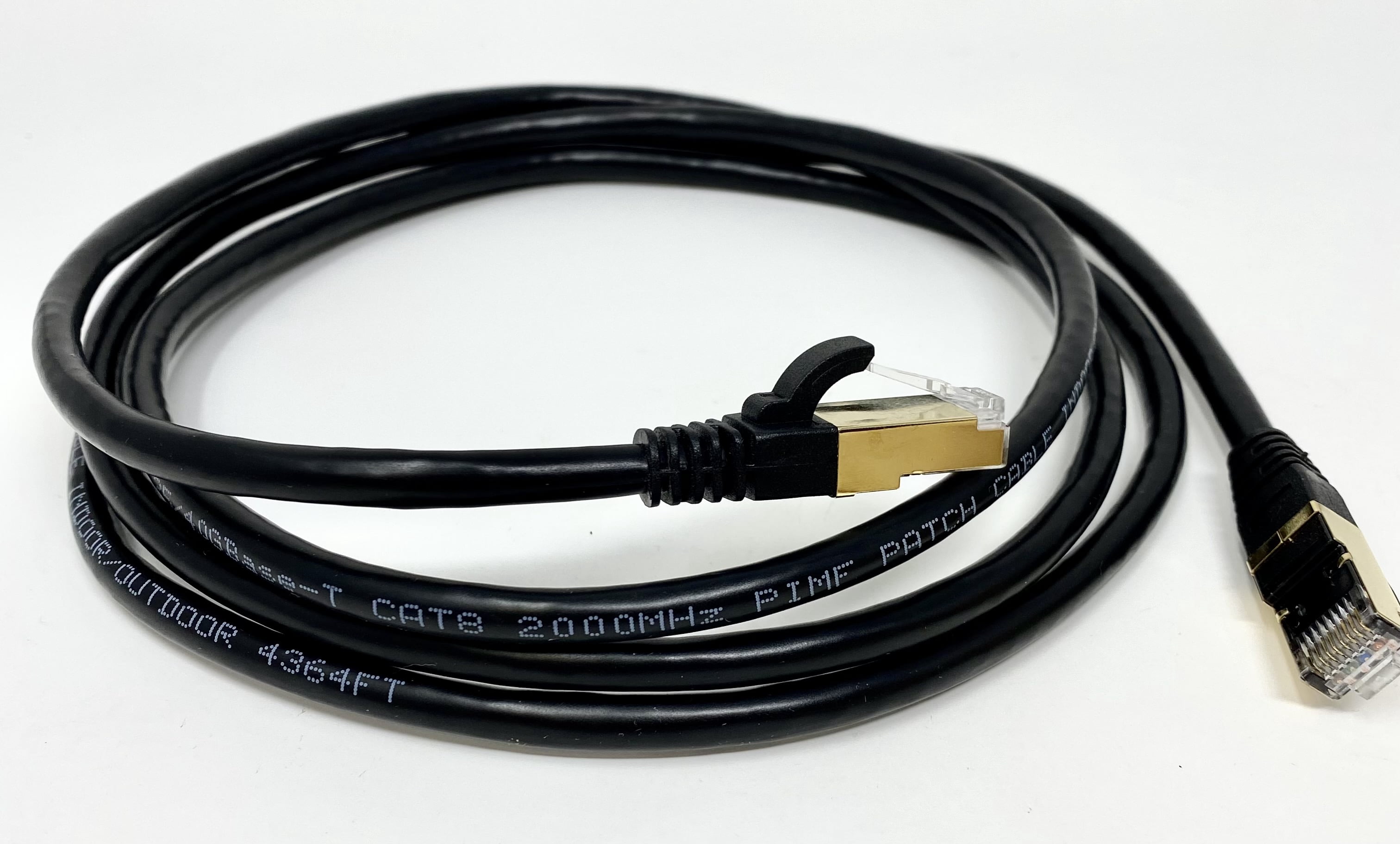RiteAV - Cat8 Indoor/Outdoor, High Speed, Heavy Duty Ethernet Cable, UV Resistant, Weatherproof, S/FTP, 40Gbps, 2000 MHz, Gold Plated RJ45 Connectors for Modem/Router/Gaming - 3FT