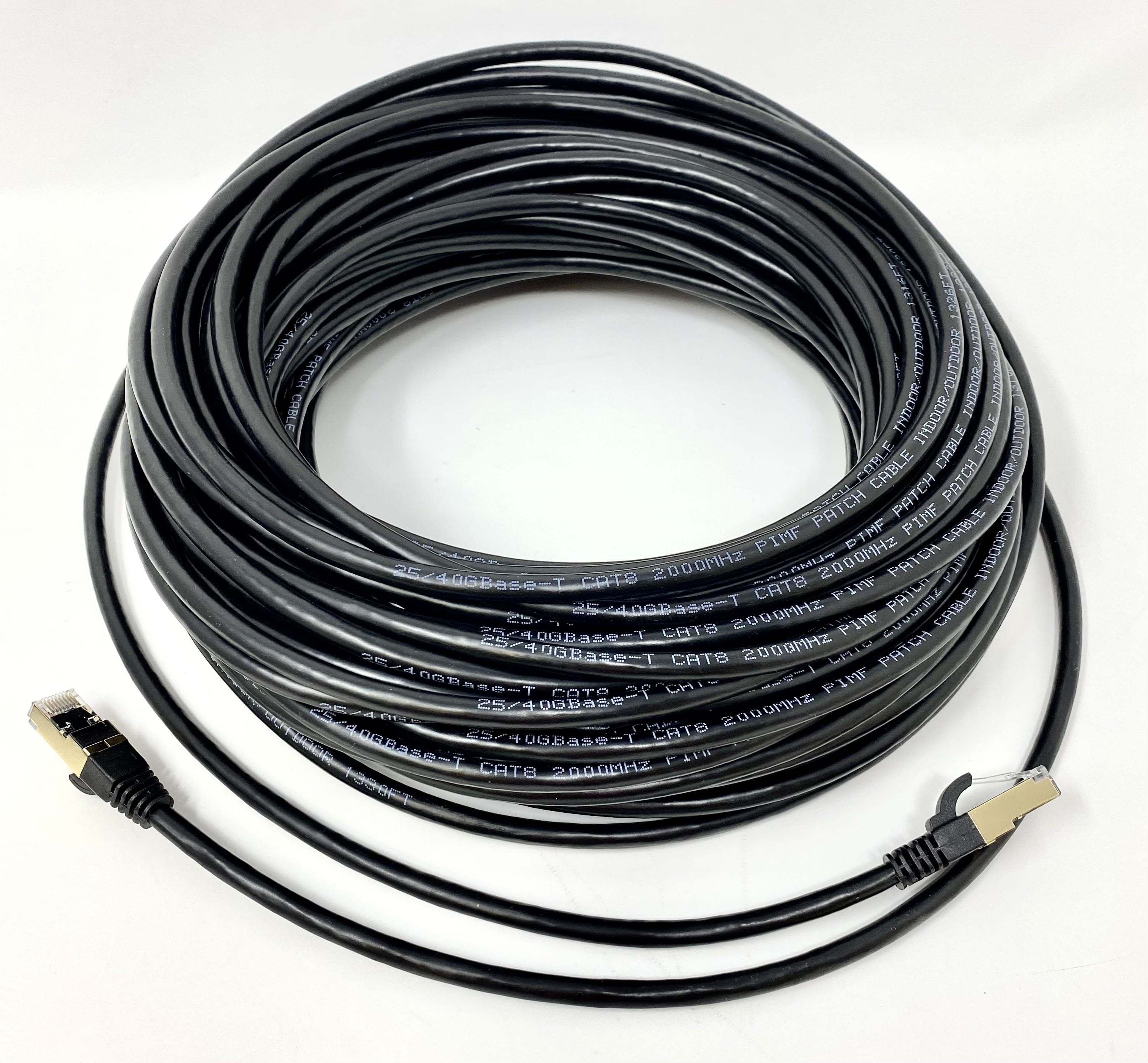 RiteAV - Cat8 Indoor/Outdoor, High Speed, Heavy Duty Ethernet Cable, UV Resistant, Weatherproof, S/FTP, 40Gbps, 2000 MHz, Gold Plated RJ45 Connectors for Modem/Router/Gaming - 50FT