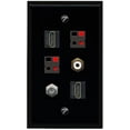thumbnail image 1 of RiteAV Coax 2 HDMI RCA White 2 Speaker Flat/Solid Wall Plate [Black], 1 of 1
