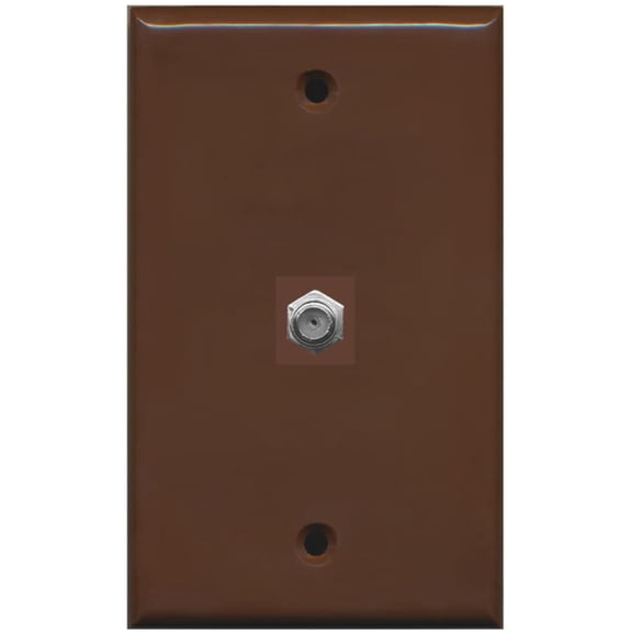 RiteAV Coax Cable TV Wall Plate 1 Gang Flat - Brown