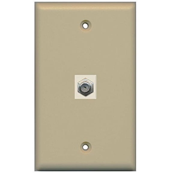 RiteAV Coax Cable TV Wall Plate 1 Gang Flat - Ivory