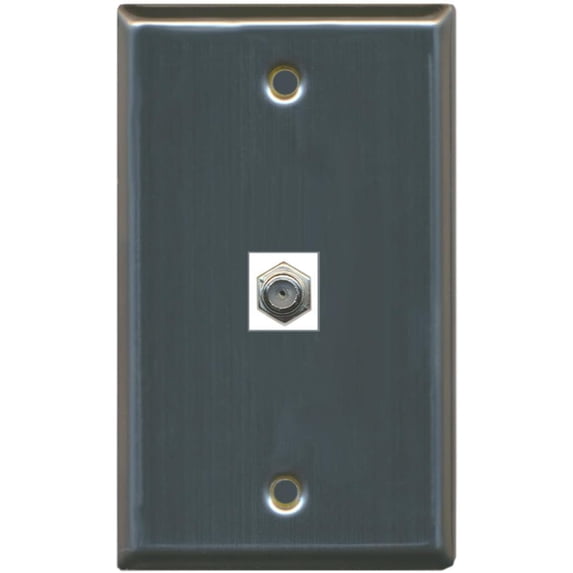 RiteAV Coax Cable TV Wall Plate 1 Gang Flat - Stainless Steel