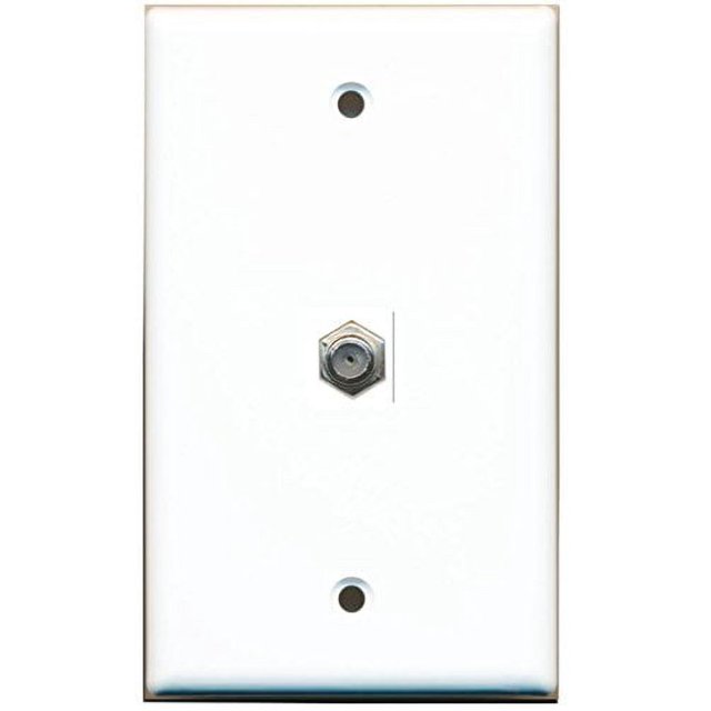 RiteAV Coax Cable TV Wall Plate 1 Gang Flat White