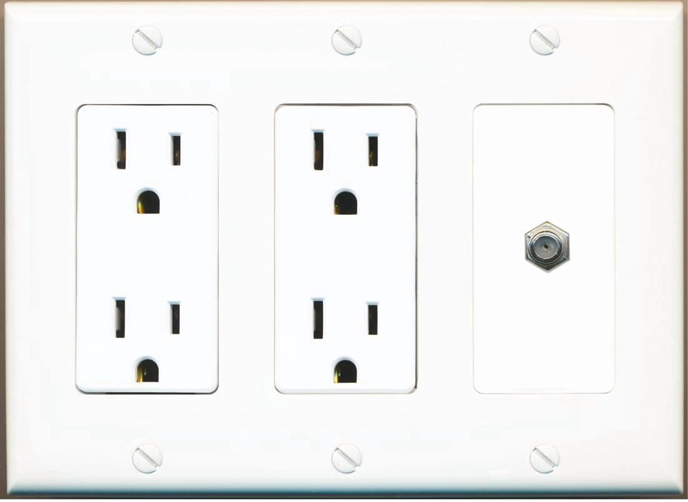 RiteAV Coax Wall Plate with Dual 15A Power Outlets
