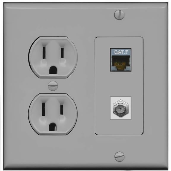 RiteAV Coax and Cat7 Wall Plate - Round Outlet [Gray/Gray]