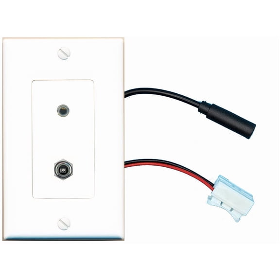 RiteAV DC-Power 3.5mm Wall Plate with Pigtail Dongle Extension White