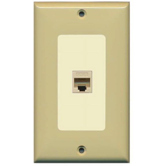 RiteAV Decorative 1 Gang 1 Port Cat6 Wall Plate - Ivory/Light Almond