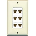 thumbnail image 1 of RiteAV Decorative 1 Gang 6 Port Cat6 Wall Plate - Light Almond/White, 1 of 1