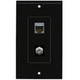 thumbnail image 1 of RiteAV Decorative 1 Gang Wall Plate (Black/Black) 2 Port - Cat6 (Shielded) Coax (Black) - Bracket Included, 1 of 1