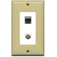 thumbnail image 1 of RiteAV Decorative 1 Gang Wall Plate (Ivory/White) 2 Port - Cat6 (Shielded) Coax (White) - Bracket Included, 1 of 1
