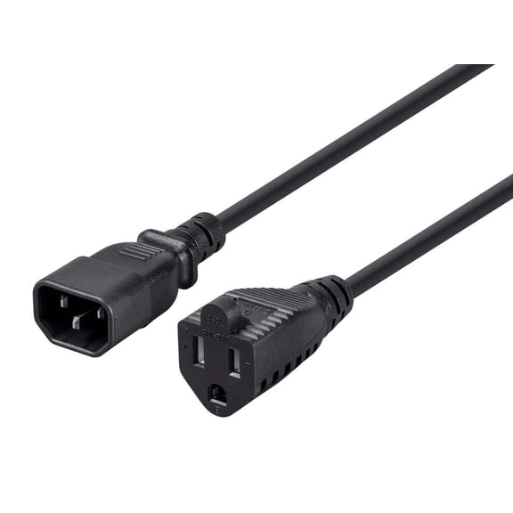 RiteAV Desktop Computer Power Cord - IEC 60320 C14 to NEMA 5-15R, 10 Amp, 1250 Watt, SVT, 125 Volt, 18AWG, 6 Feet, Black