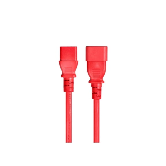 RiteAV Extension Cord - 3 Feet - Red IEC 60320 C14 to IEC 60320 C13, 16AWG, 13A/1625W, 125V, 3-Prong, SJT, for Powering Computers, Monitors, etc.