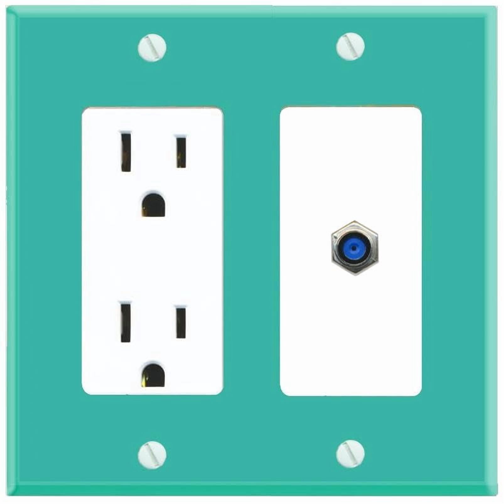 RiteAV F81 Wall Plate with Power Outlet [Turquoise-White]