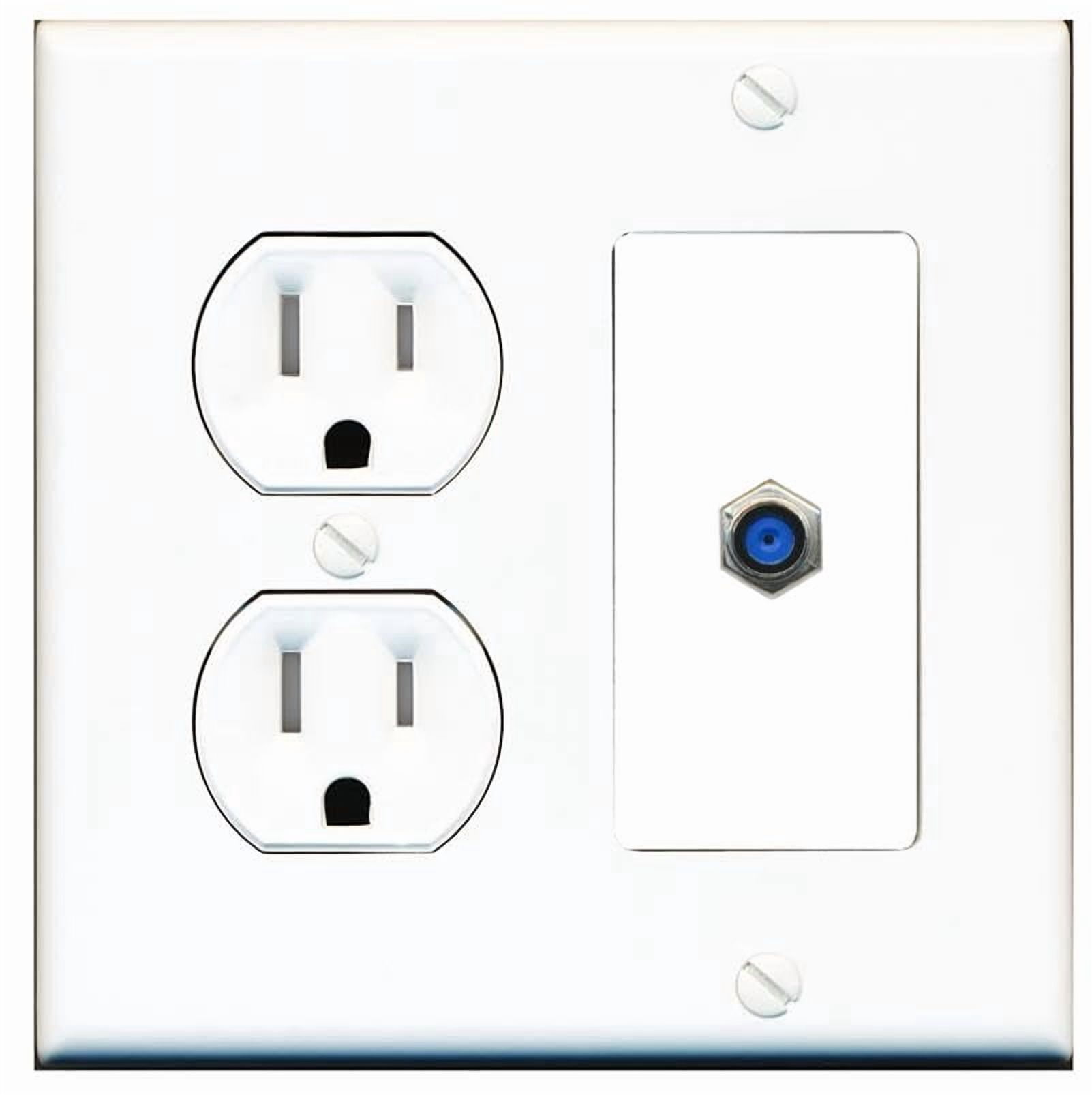 RiteAV F81 Wall Plate with Round Tamper Resistant Power Outlet [White]