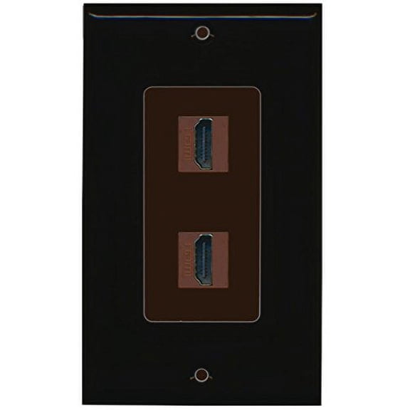 RiteAV HDMI 2.0 Keystone Decorative Wall Plate - Black/Brown 2 Port