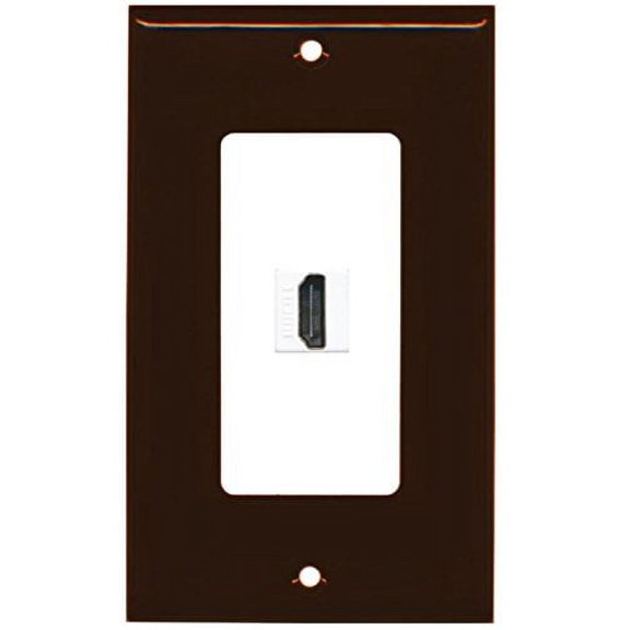RiteAV HDMI 2.0 Keystone Decorative Wall Plate - Brown/White 1 Port