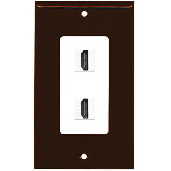 RiteAV HDMI 2.0 Keystone Decorative Wall Plate - Brown/White 2 Port