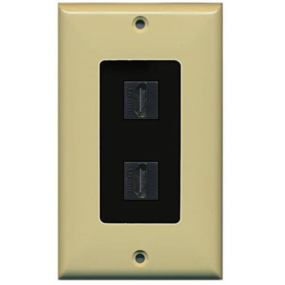 RiteAV HDMI 2.0 Keystone Decorative Wall Plate - Ivory/Black 2 Port