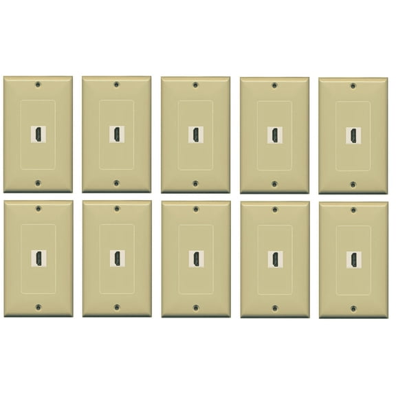 RiteAV HDMI 2.0 Keystone Decorative Wall Plate - Ivory/Ivory 1 Port (10 Pack)