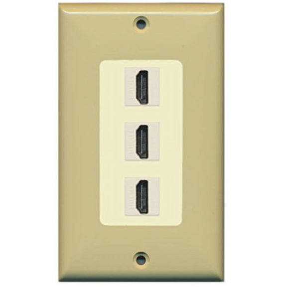 RiteAV HDMI 2.0 Keystone Decorative Wall Plate - Ivory/Light Almond 3 Port