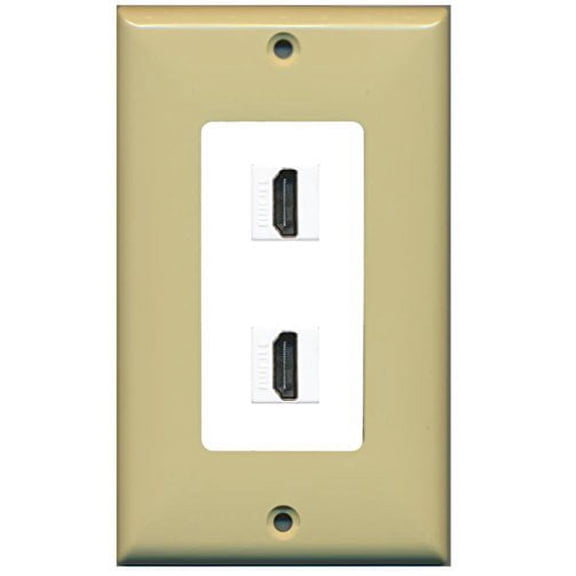 RiteAV HDMI 2.0 Keystone Decorative Wall Plate - Ivory/White 2 Port