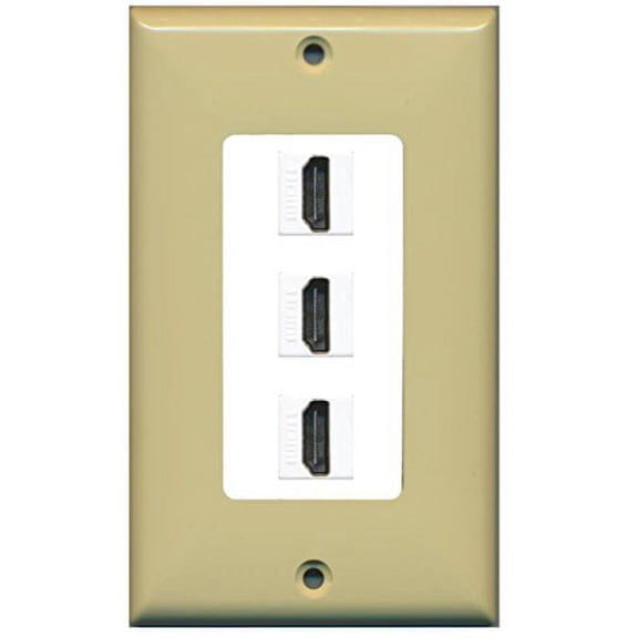 RiteAV HDMI 2.0 Keystone Decorative Wall Plate - Ivory/White 3 Port