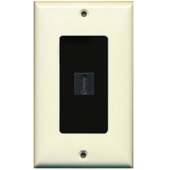RiteAV HDMI 2.0 Keystone Decorative Wall Plate - Light Almond/Black 1 Port